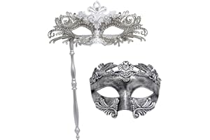 IETANG Couple Mardi Gras Mask Venetian Masquerade Mask Set Party Costume Accessory