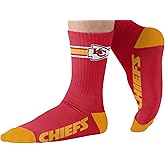 FOCO NFL Men's Official Primary Logo Wordmark Premium Crew Socks With Drawstring Ornament Bag