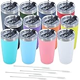 Dongni 20oz Tumbler Bulk Stainless Steel Vacuum Insulated Tumblers with Lid Double Wall Travel Mug Powder Coated Coffee Cup, Suitable for Ice Drinks and Hot Beverage(Mix 12 pack)