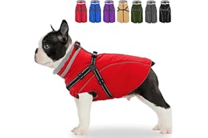 Fragralley Dog Coat with Harness Built in, Waterproof Windproof Reflective Warm Puffer Jacket, Fleece Lined Vest Winter Parka for Small, Medium, Large Dogs​