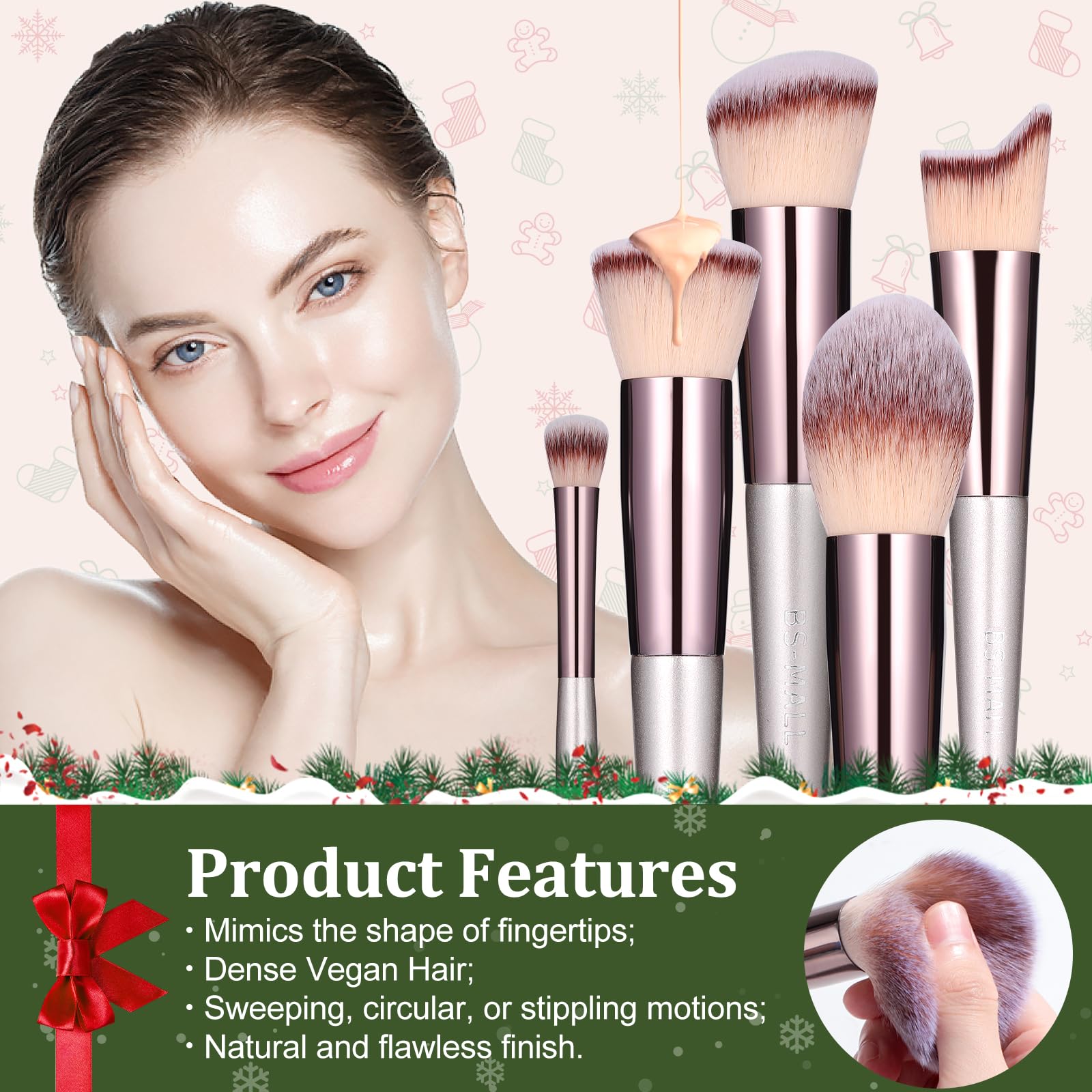 BS-MALL Makeup Brush Set 18 Pcs Premium Synthetic Foundation Powder Concealers Eye shadows Blush Makeup Brushes with black case