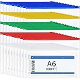 100 Pcs Plastic Zipper Envelopes Bulk, A6 Size Clear Plastic Pencil Pouch with Zipper, 9.25 x 4.72 Inch Reusable Bill File Bag for Cash, Money, Christmas OCC Shoeboxes Gifts (Multicolor)
