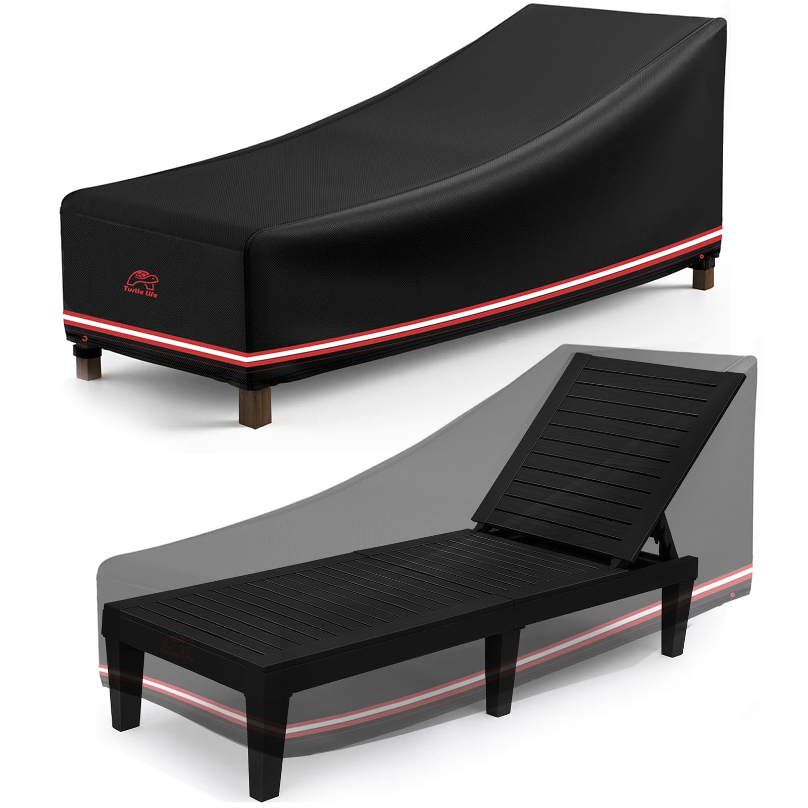 Turtle Life Sun Lounger Covers, Garden Sunbed Cover, Deck Chair Cover, Garden Lounger Cover for Deck Chair 190 x 82 x 82 cm