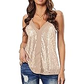 lime flare Women Sexy Sparkle All Over Sequin Cami Tank Tops