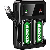 Ukor Fast Charging 2x6200mWh Rechargeable Battery Packs with Charger for Xbox One/Xbox Series X|S Xbox One S/Xbox One X/Xbox One Elite Wireless Controller, Lasting Intelligent Protection