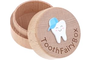 Aeaocvo Tooth Fairy Tooth Holder 3D Carved Tooth Fairy Box, Wood Baby Tooth Box, Cute Lost Tooth Holder for Kids' First Lost Teeth, Dropped Tooth Keepsake Box for Boys Girls
