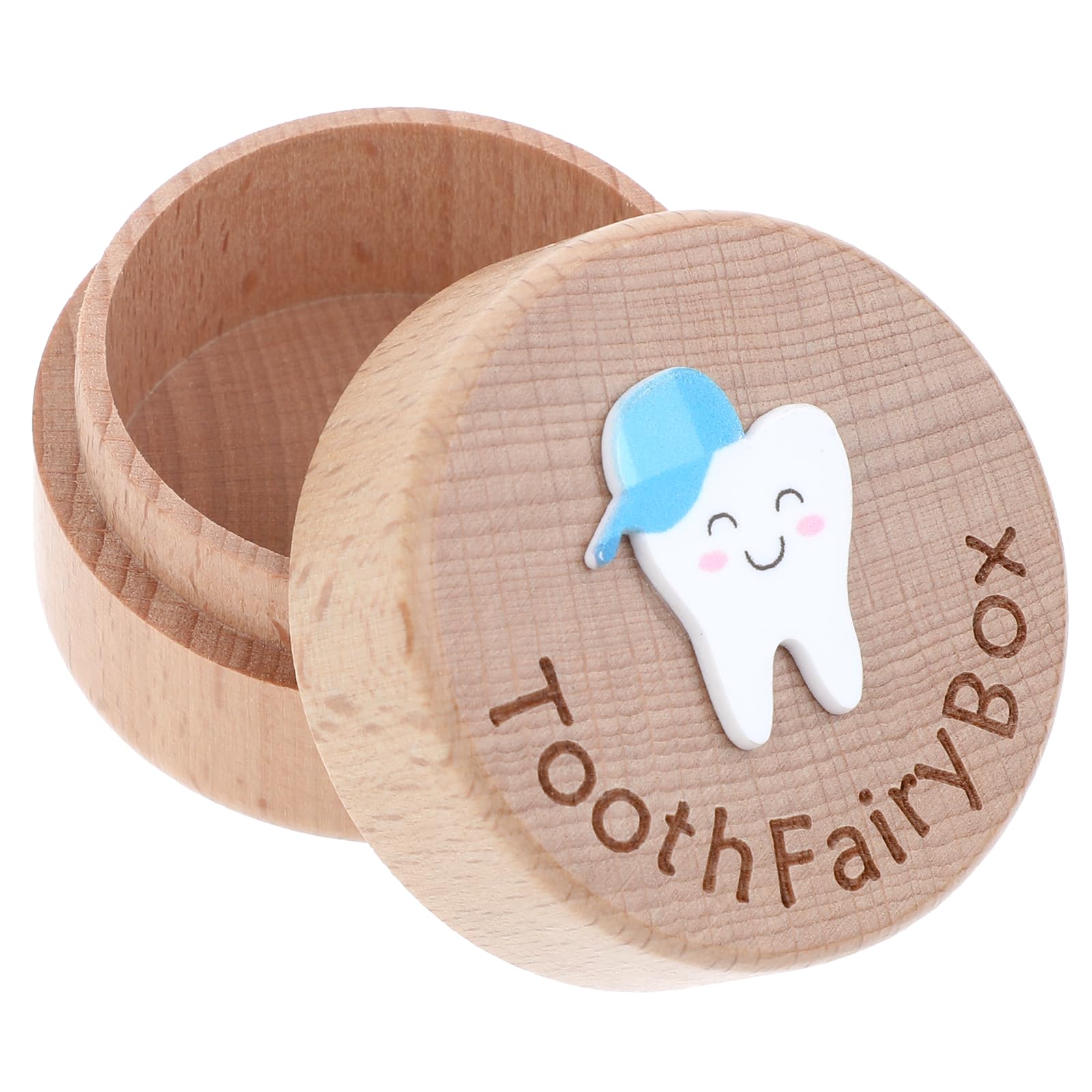 Aeaocvo Tooth Fairy Box Wooden Tooth Keepsake Box with 3D Tooth, Cute Lost Tooth Holder for Kids' First Lost Teeth, Tooth Storage Box for Kids Boys and Girls Baby Shower