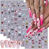 8PCS Heart Glitter Nail Art Stickers 3D