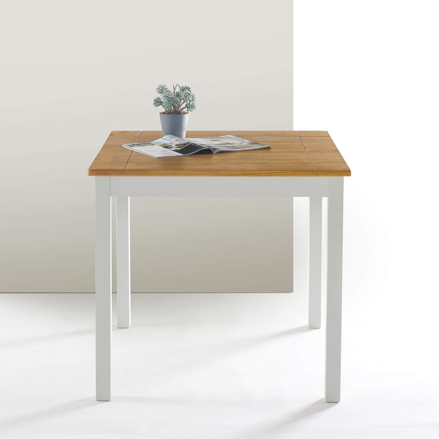 Zinus Becky Farmhouse Square Wood Dining Table: Furniture & Decor