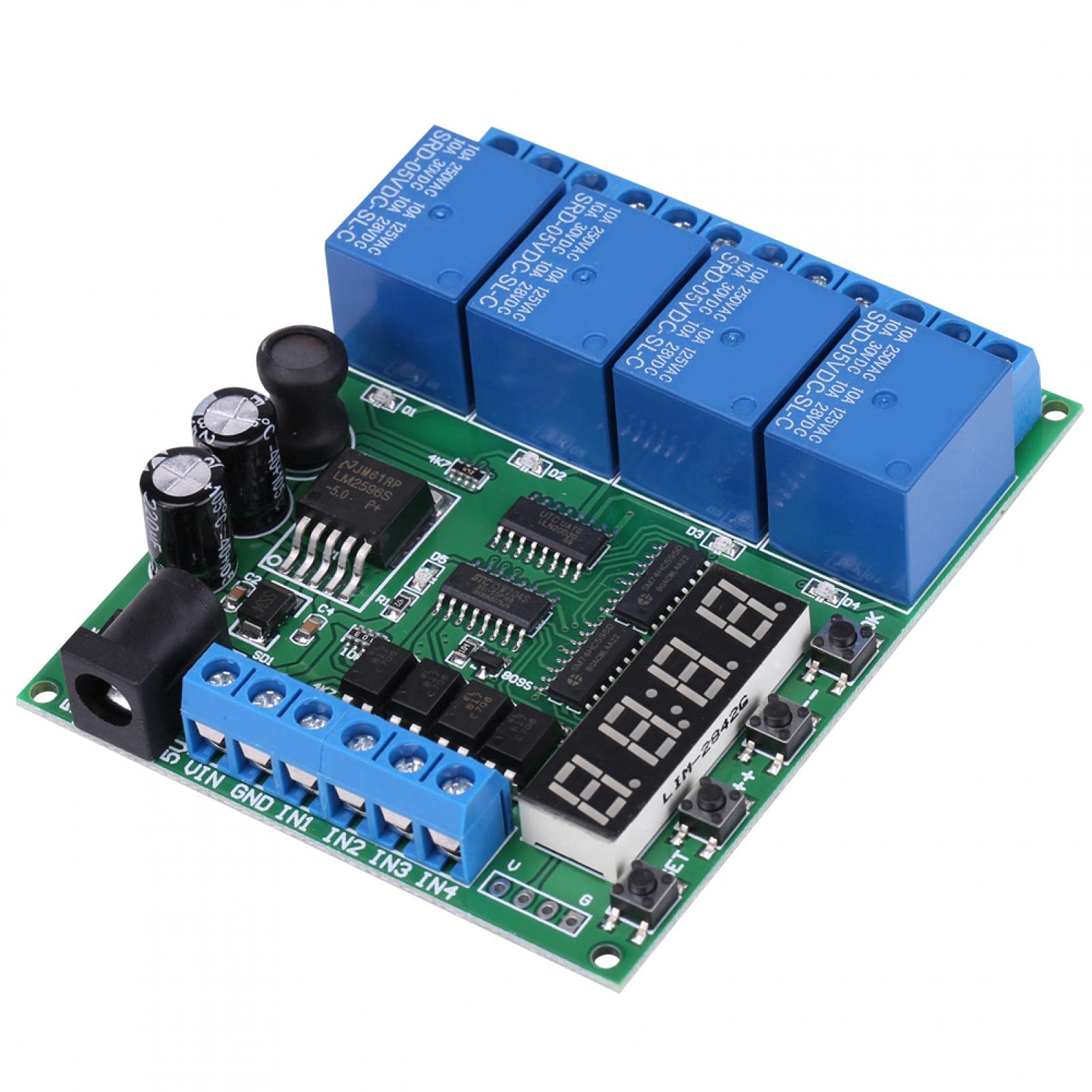 4 Channel Relay Module, CE007 DC 5- 24V 4-Channel Digital Tube Delay LED Timer Relay Switch Module with Power Anti-reverse Diode for DIY Smart Home Remote Control