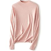 Ciovkis Women's Merino Wool Blend Sweater Fall Winter Mock Neck Long Sleeve First-Line Ready to Wear Seamless Knit Sweater
