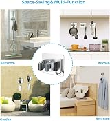homeasy Mop Broom Holder 4 Pcs Stainless Steel Self Adhesive Wall Mounted Silver view 6