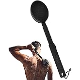 Black Wolf Silicone Body Scrubber & Exfoliator - Vibrating Loofah Shower Scrubber Brush with Handle Extension for Back - Deep Cleaning & Exfoliating Body Scrub - Bath Hygiene Essentials - Men & Women