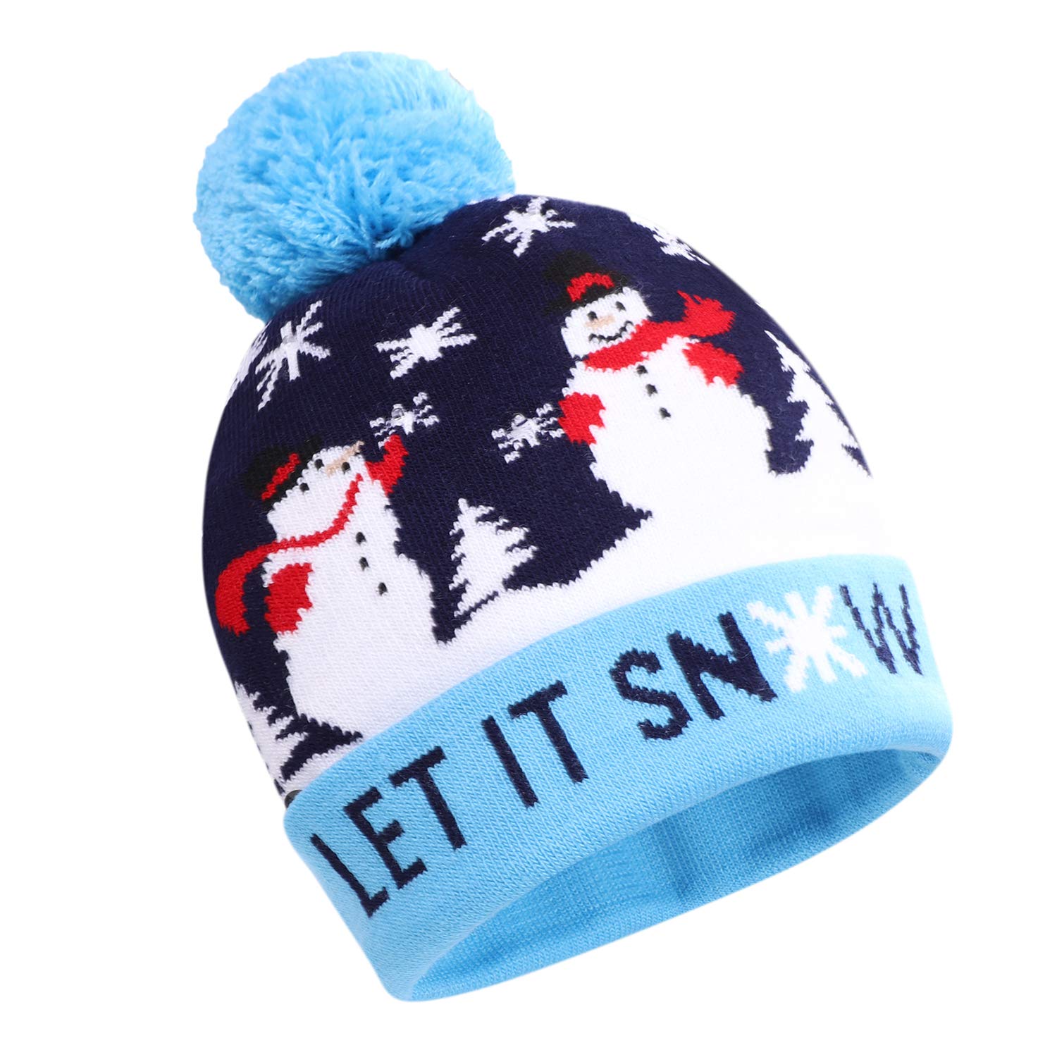 HKSICHENGKEJIUK Kids LED Light Up Christmas Hat Flashing Beanie Knit Cap Xmas Party Hat Boy Girl Red Green Christmas Hat with Light Warm Winter Ugly Cap Party Cosplay Accessory Gift