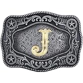 Doitby Initial Western Cowboy Belt Buckle with Letter for Men and Women