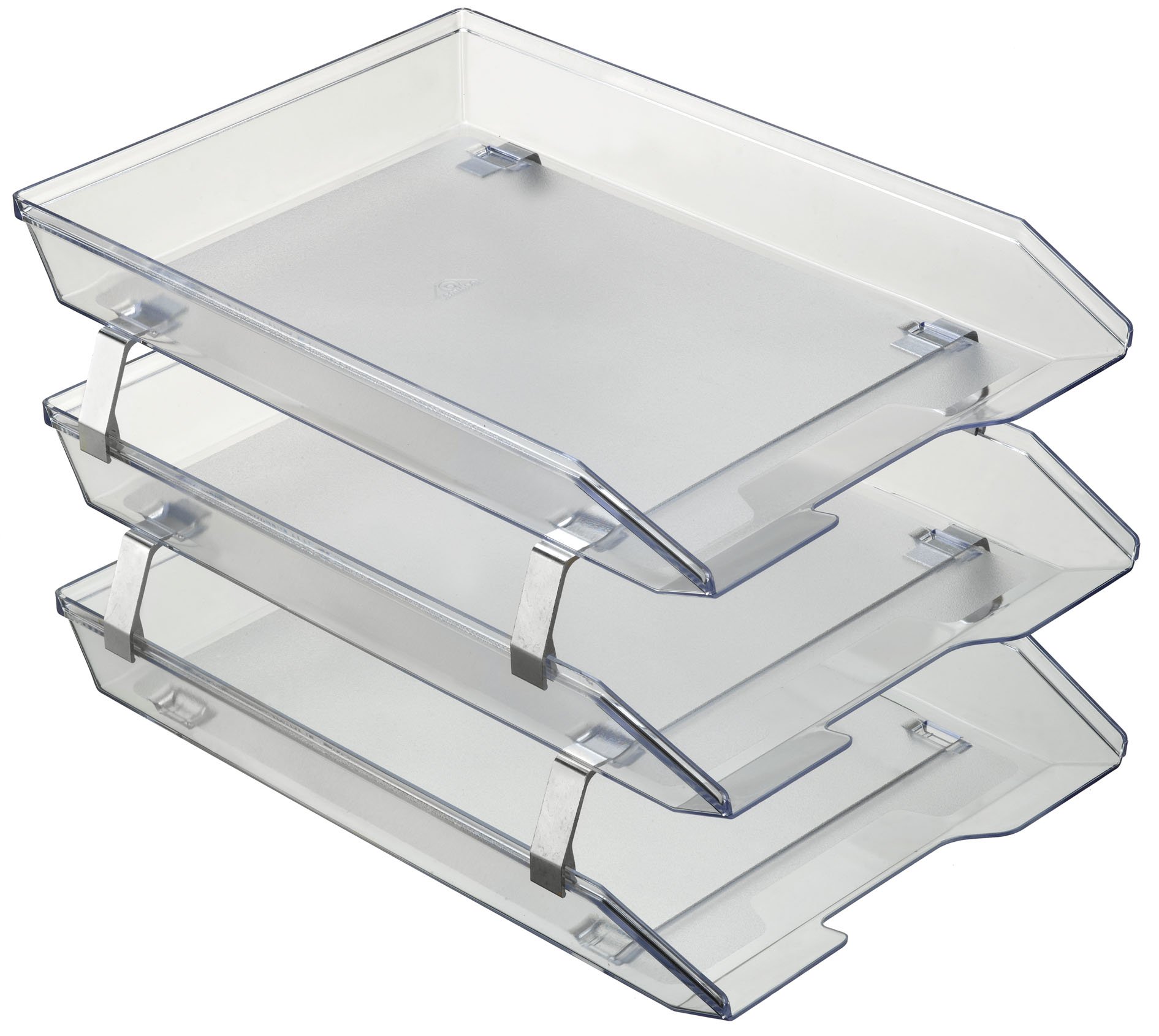 Acrimet Facility 3 Tier Letter Tray, Front Load, Letter Size/A4, Desktop File Organizer, Plastic (Clear Crystal Color)