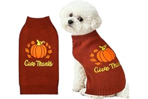 PAYHTOW Thanksgiving Dog Sweater, Knitted Dog Thanksgiving Fall Holiday Sweaters Outfit Clothes for Small Medium Large Dogs Pets (Pumpkin, Medium)
