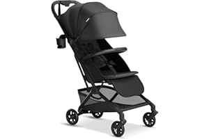 Mompush Velo Lightweight Travel Stroller, Compact & Airplane-Friendly for Baby and Toddler, Lie-Flat Seat, One-Hand Fold, with Leather Bumper Bar, Shoulder Strap, Raincover, Storage Bag & Cup Holder