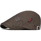 VOBOOM Men Cotton Adjustable Newsboy Beret Ivy Cap Cabbie Flat Hat