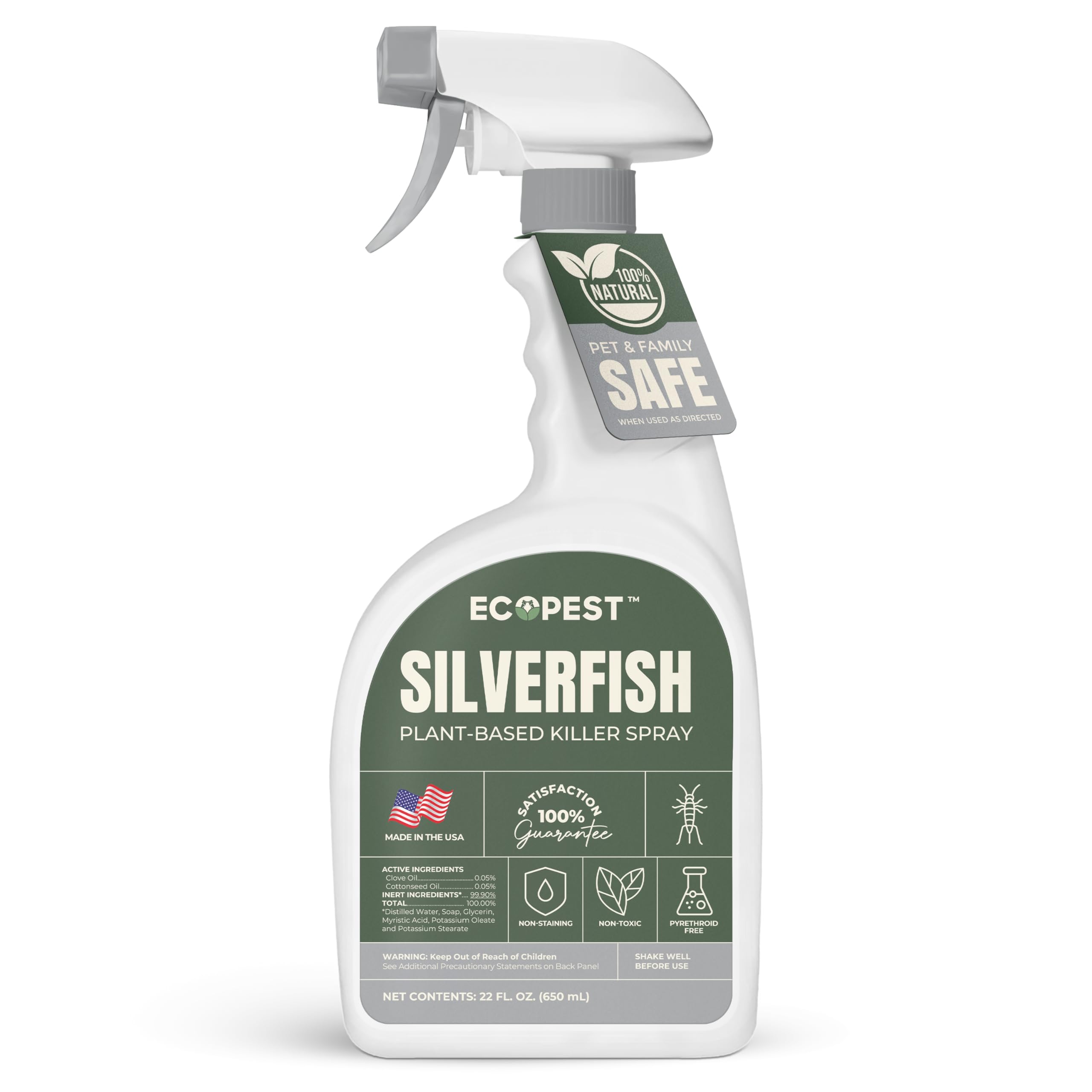 Photo 1 of Silverfish Spray, Natural Silverfish Killer for Indoor and Outdoor | Plant-Based Home Pest Control Spray and Repellent | Made with Essential Oils, Safe for Use Around Children and Pets, 22 oz.