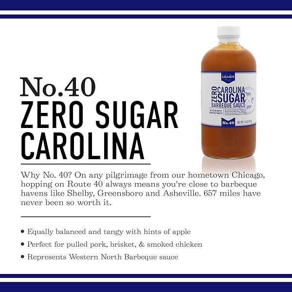 LILLIE’S Q – ZERO SUGAR CAROLINA BARBEQUE SAUCE, GOURMET CAROLINA, TANGY BBQ SAUCE WITH TOMATO VINEGAR, SUGAR-FREE, KETO-FRIENDLY, W/GLUTEN-FREE INGREDIENTS (16OZ)