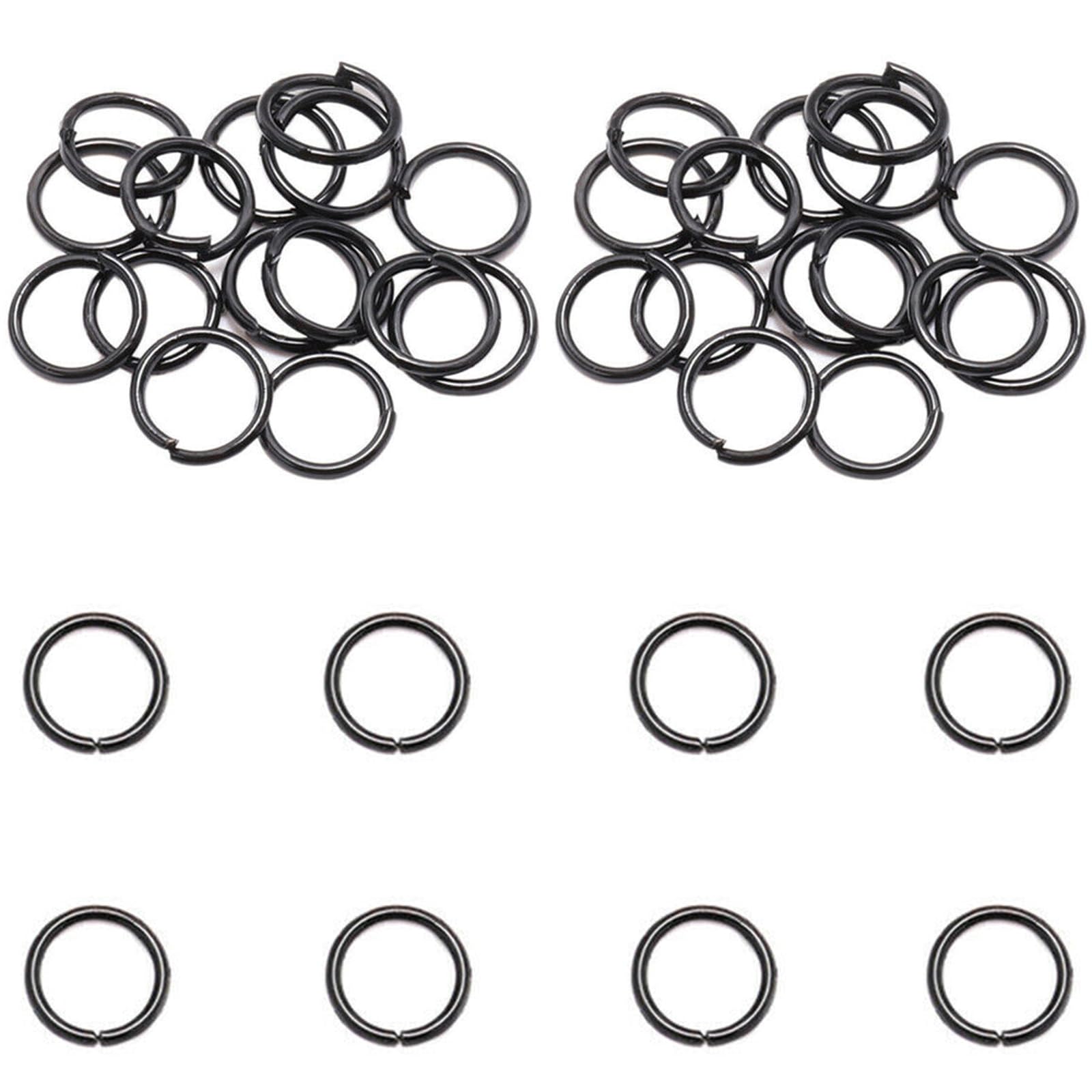 Open Jump Rings, 10 mm Small Metal Split Rings for Necklace Bracelet Jewellery Making DIY, Black