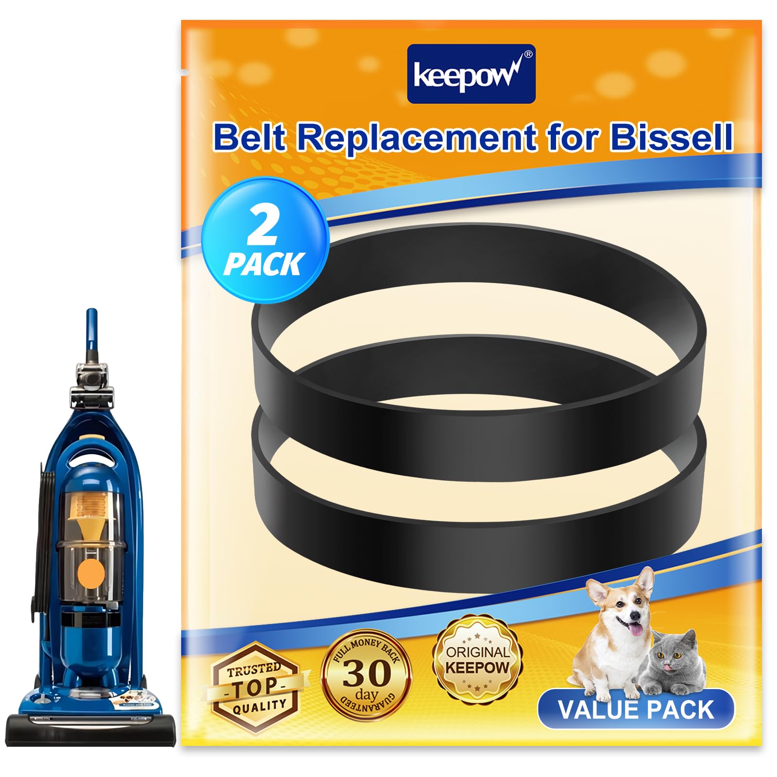Photo 1 of KEEPOW Vacuum Belt Compatible with Bissell Lift-Off Multi Cyclonic Pet Vacuum Model 89Q9, 18Z6, 3760, 42209, 6850 Series, Compare to Parts #3200, 2 Pack