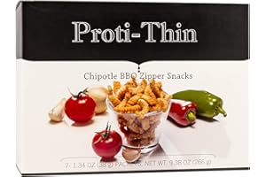 Proti-Thin High Chipotle BBQ Zipper Snacks, Crunchy Bites for Healthy Diet, 15g Protein, Low Calorie, Low Fat, Sugar Free Gluten-Free, 1 Pack of 7 Servings