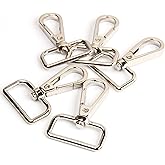 JWBIZ 12 Pcs D Ring Swivel Lobster Claw Clasp, Push Gate Snap Hooks Trigger Clips(Silver, 1 1/4 inch)