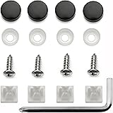 Stainless Steel License Plate Frame Screws Fasteners + Black Screw Caps