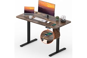 FitStand Adjustable Stand Up Desk Standing Desk, 47x24 Inches Home Office Desk with Memory preset & Charging USB Port & Sedentary Reminder, Computer Workstation with Headphone Hook