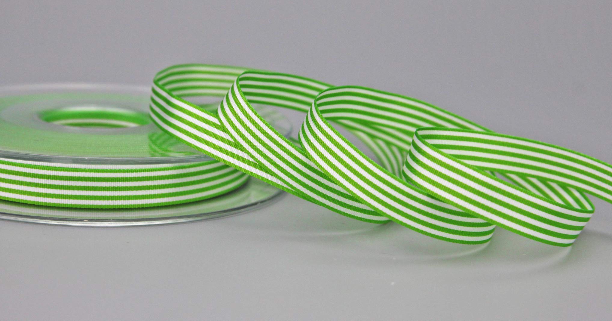 finemark Decorative Ribbon Stripes Green / Light Green 9 mm x 25 m (Roll) Striped Fabric Ribbon Striped Elegant Gift Packaging Birthday Easter Decoration Premium Ribbon Cards
