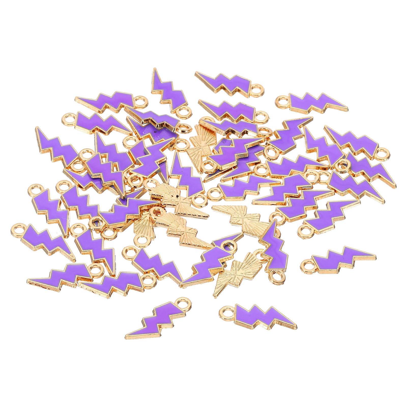 PATIKIL 21x8mm Enamel Charm, 50Pcs Alloy Thunder Charm Pendant for Jewelry Making Necklace Bracelets DIY Accessories, Purple