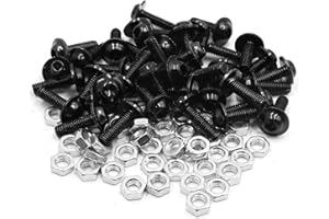 uxcell 40pcs M6 Black Aluminum Alloy Hex Socket Head Motorcycle Bolts Bumper Screws Nuts Universal Replacement