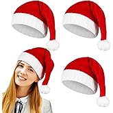 YFXQYFSH 4 Pcs Santa Hat Red Knitted Christmas Hat for Adult Women & Men Xmas Party Hat