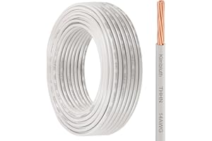 KIMBLUTH THHN Wire 14 Gauge 25 FT Stranded Copper Wire, 14 AWG Copper Wire Rated up to 600V Building Wire Nylon Jacket for Residential, CNC, Ground, Industrial (14 Gauge, White)