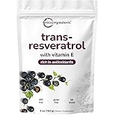 Pure Trans-Resveratrol Powder with Vitamin E, 5 Ounce, 2 in 1 Formula, Micronized Powder for Better Absorption, Premium Resveratrol Supplement, Super Antioxidant