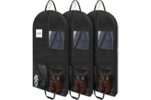 Belinlen 3pack 43" Garment Bags for Travel Hanging Clothes Suit Bag with 4" Gussetes for Cover Clothes Protection Suit Garmen