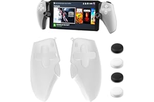 RHOTALL Silicone Grip Protective Case for PlayStation Portal,Soft Protection Skin Cover for PS Portal Remote Player,Shock Absorption Anti Fingerprint Handle Shell for PS5 Portal,4 Thumb Grips-White