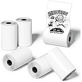 Greateam 57x30mm Thermal Sticker Paper Rolls Mini Printer Stickers for Study Notes Pictures and DIY, 6 Rolls Mini Inkless Thermal Printer Sticker Paper, Black on White