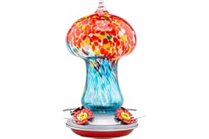 Muse Garden Gifts for Women Hummingbird Feeders for Outdoors Hanging Ant and Bee Proof, Blown Glass Hummingbird Feeder with Ant Moat, Christmas Gardening Gifts for Women Mom, 28OZ, Ocean Sunrise