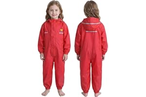 Sayyea Toddler Kids Rain Suit for Boys Girls One Piece Hoodie Waterproof Coverall Lightweight Rain Jacket 2-12 Years