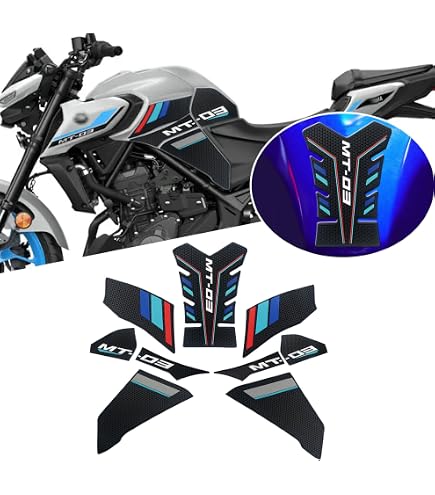 Protection Réservoir Moto Yamaha MT-125 2025 - Autocollant Ice Storm Design Bleu/blanc (X507914VA)