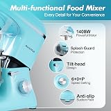 Aucma Stand Mixer 7.5L 1400W With Bowl Dough Hook Whisk Beater Blue view 6