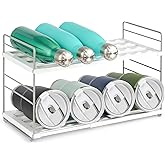 Water Bottle Organizer For Cabinet, Adjustable Tumbler Storage, Expandable Water Bottle Holder For Kitchen Organization, 2 Tier Cup Organizer For Sports Flask Insulated Travel Mug Fridge, White