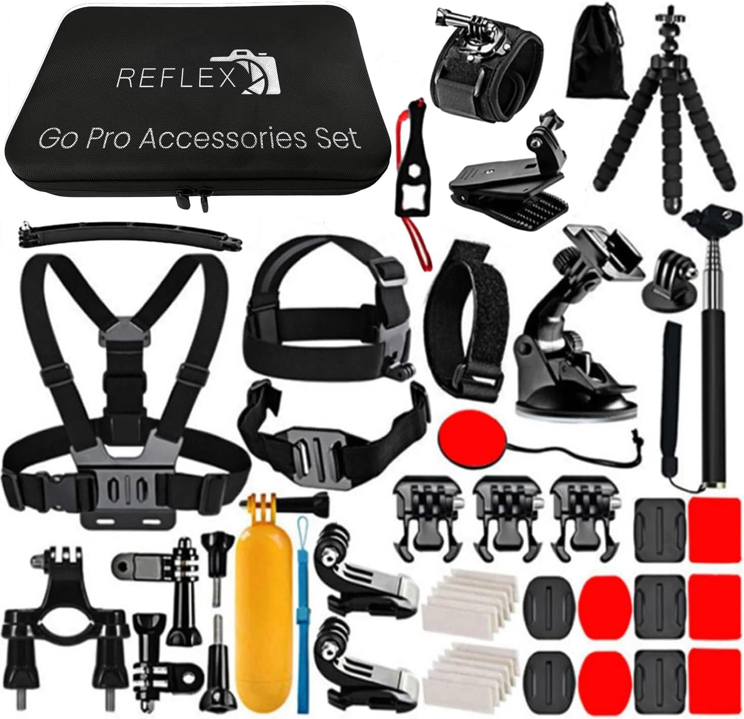 Reflex Camera 50 in 1 Action Camera Accessories Kit for the new GoPro Hero 13 and Hero 9-12, DJI Osmo Action 2, 3, 4, Pro 5, Insta360 Ace Pro/Ace Pro 2 Akaso and other Sports Cameras inc Durable Case