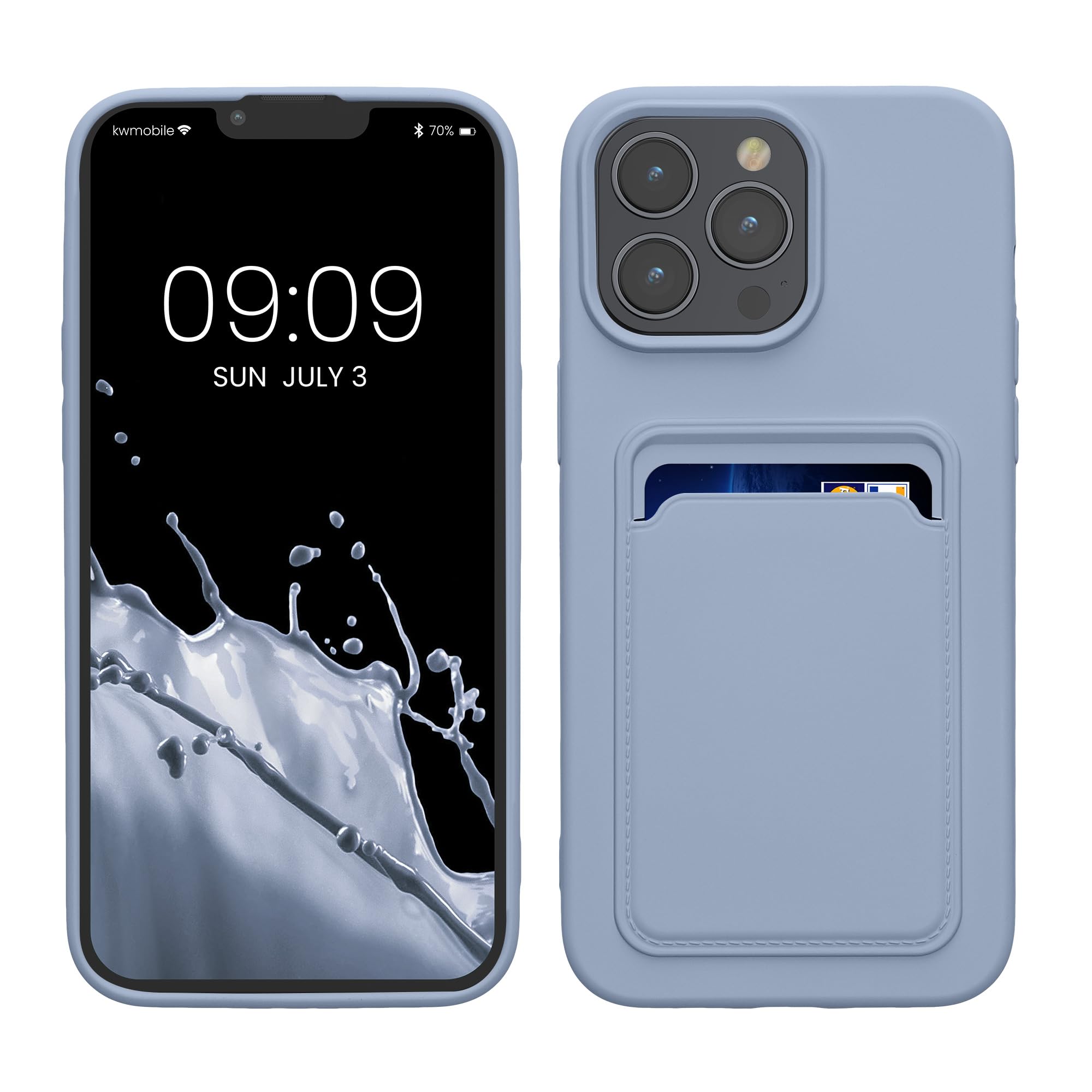 kwmobile Case Compatible with iPhone 15 Pro Max Case - TPU Phone Cover with Credit Card Holder - Lavender — image 1