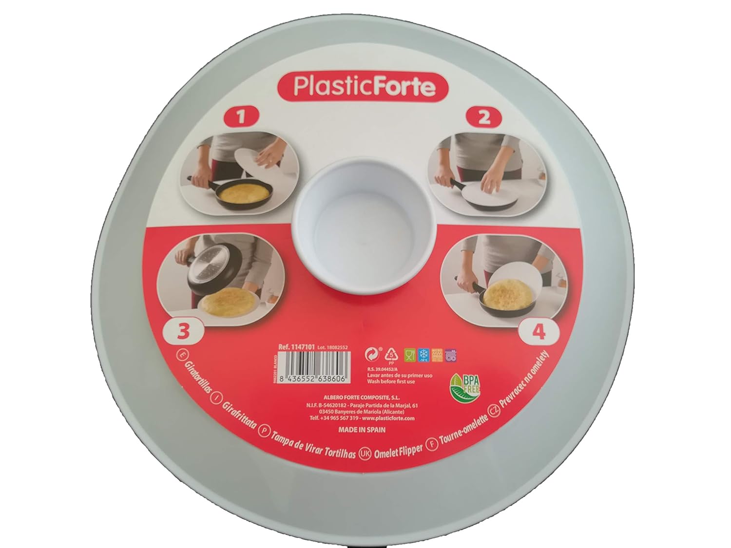 LCQI Tapa Volteatortillas Dar Vuelta Gira Tortilla Patata (ROJA ...