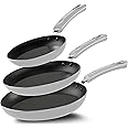 Utopia Kitchen Nonstick Frying Pan Set - 3 Piece Induction Bottom - 8 Inches, 9.5 Inches and 11 Inches - (Silver-Black)