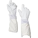 Beekeeping Gloves – Premium Goatskin Leather Bee Gloves with Breathable Vent and Long Canvas Sleeve, Protective Gear for Beekeepers (L)